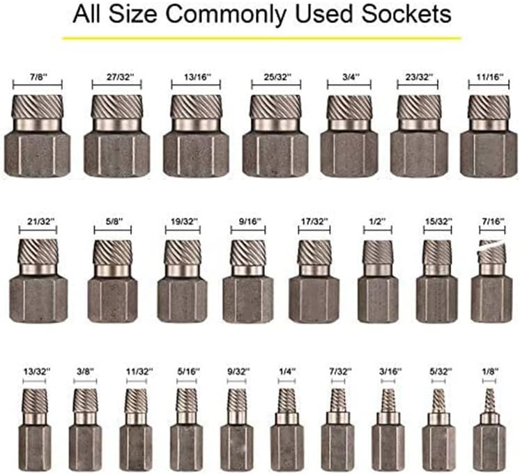 PANOVOS 25Pcs Screw Bolt Nuts Extractor Set, Hex Head Multi-Spline Remover Bolt Extractor Set, Rounded Bolt Remover For Broken Studs, Bolts, Hexagon Sockets Screws and Fittings - Image 4